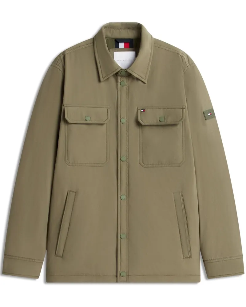 Tommy Hilfiger Wattiertes Overshirt aus recyceltem Material mit Logo-Stickerei in Oliv