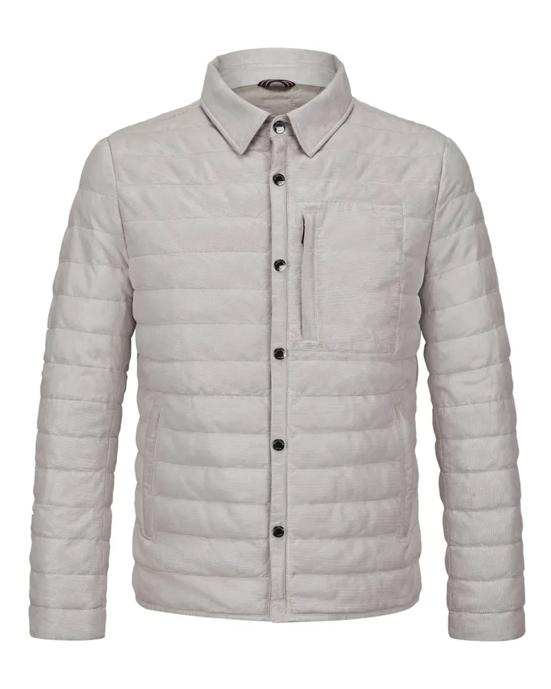 Milestone Gefütterte Steppjacke MSBenny aus weichem Lammleder in Hellgrau