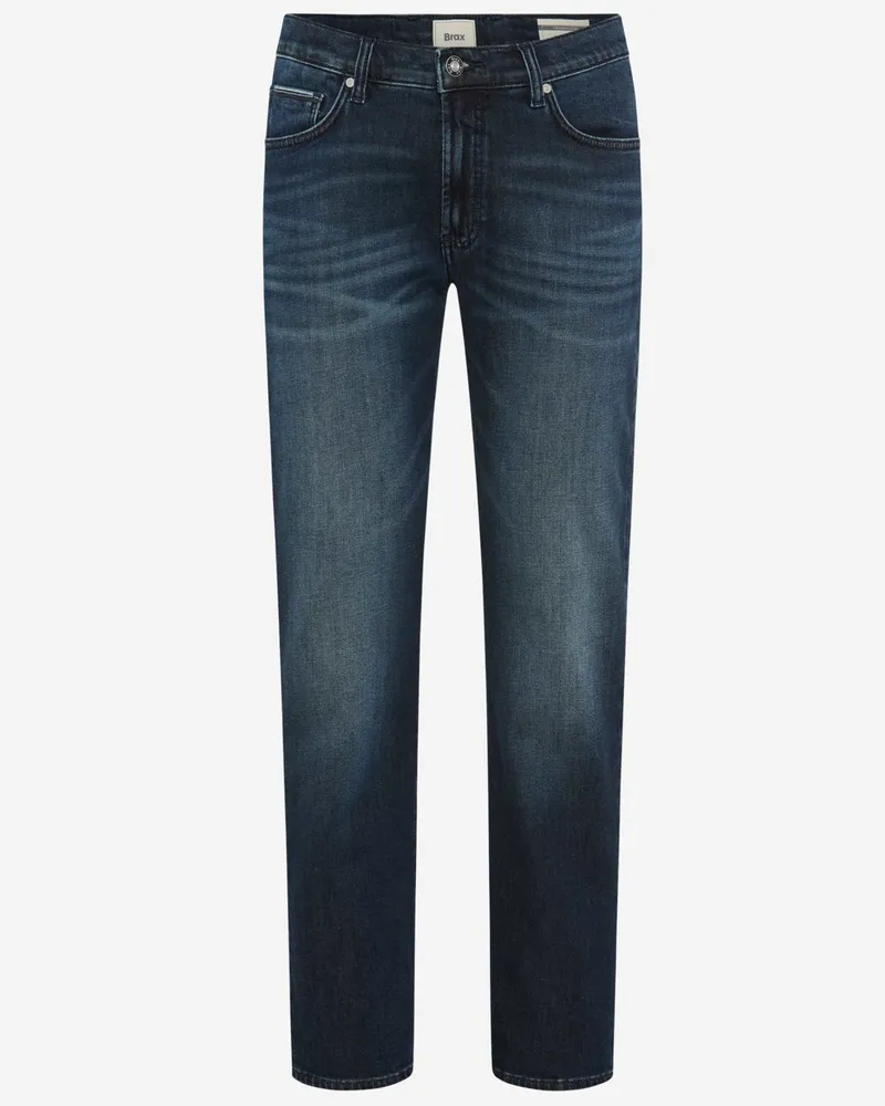 Brax Jeans Clint mit Stretch und Waschung, Relaxed Fit in Mittelblau