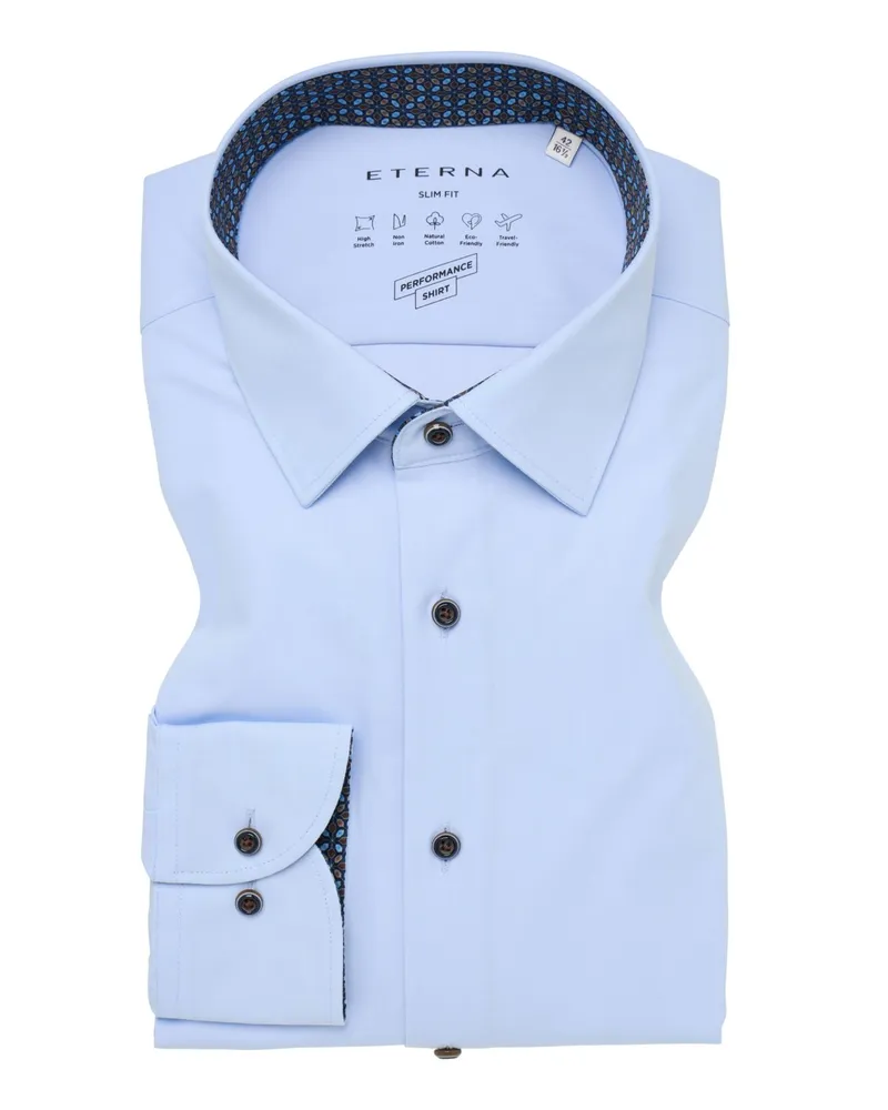 Eterna Stretch-Hemd Performance-Shirt in Funktionsqualität, Slim Fit in Hellblau