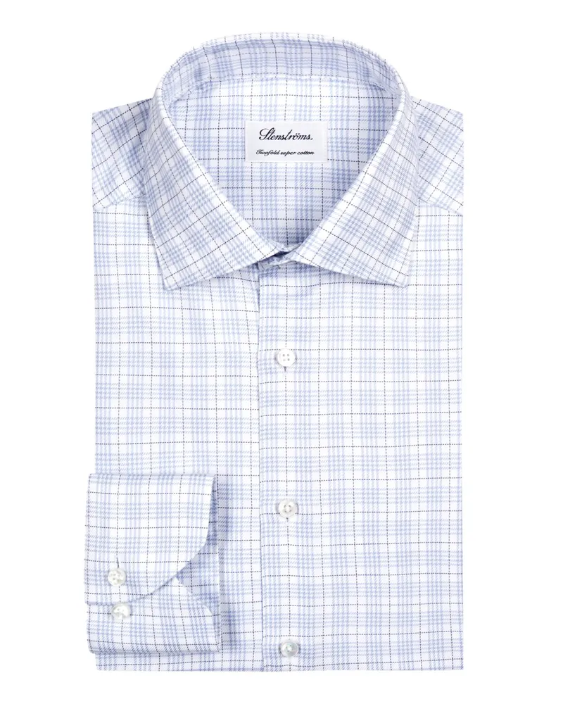 Stenströms Kariertes Twill-Hemd Twofold Super Cotton-Qualität, Slimline in Blau