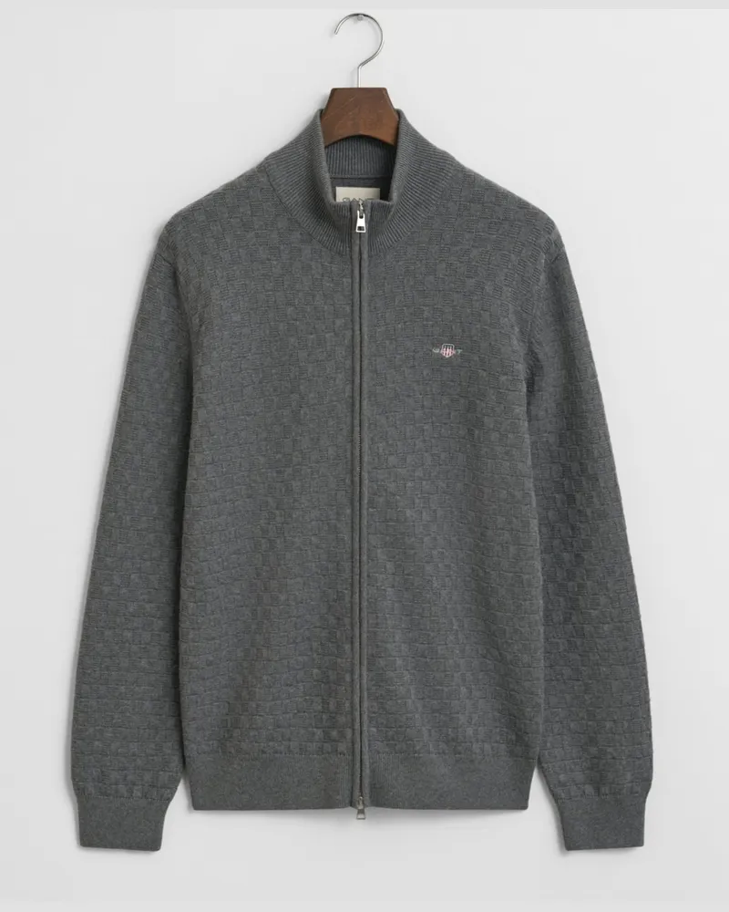 Gant Strickjacke aus Bio-Baumwolle mit Struktur, Regular Fit in Grau