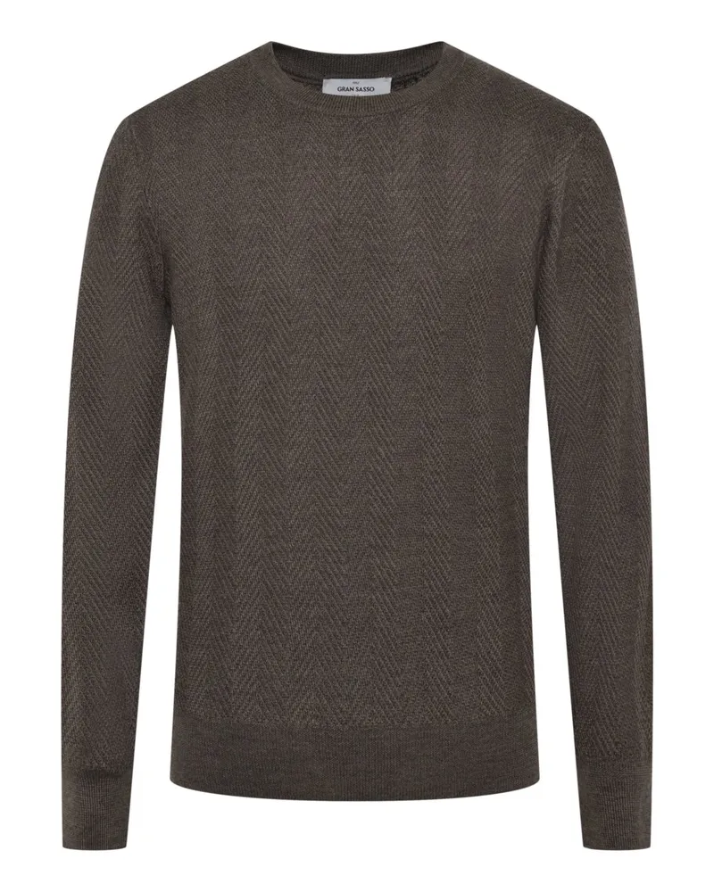 Gran Sasso Leichter Pullover aus Wolle mit Fischgrät-Muster in Braun