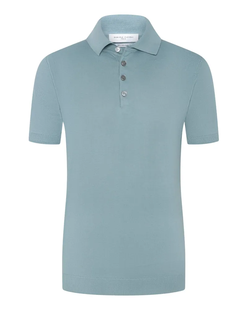 Daniele Fiesoli Softes Strick-Poloshirt aus Gizah-Baumwolle in Hellblau
