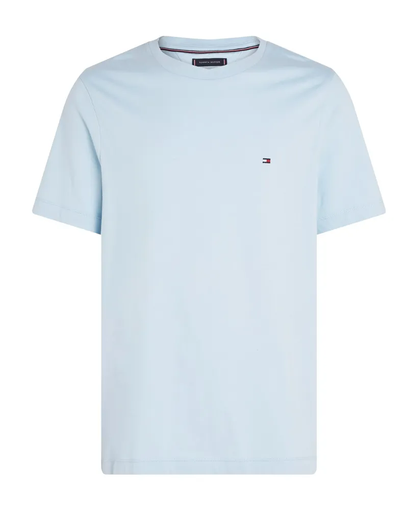 Tommy Hilfiger Softes T-Shirt mit kleiner Logo-Stickerei, Regular Fit in Hellblau