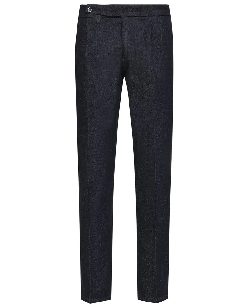 Briglia 1949 Stoffhose Quartieri mit Bundfalte und seitlichen Gürtelschnallen, Tapered Fit in Marine