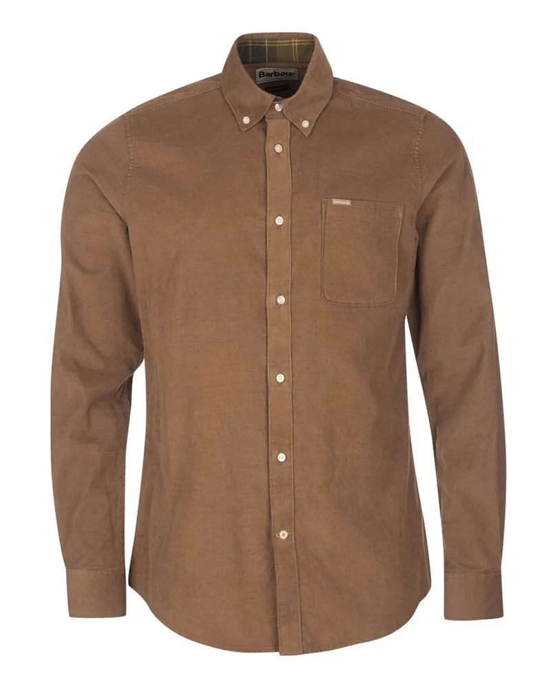 Barbour Unifarbenes Cordhemd mit Brusttasche, Tailored Fit in Braun
