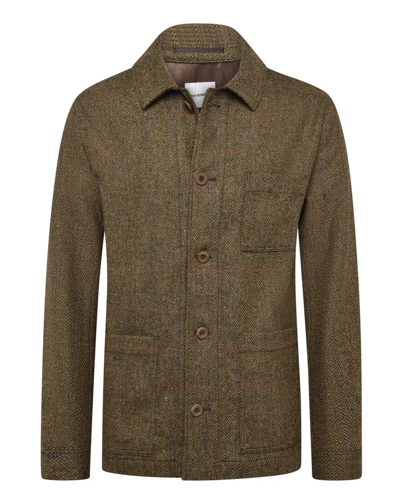 Roy Robson Einreihiges Tweed-Sakko aus einem Karo-Fischgrätwebsmuster, Regular in Beige