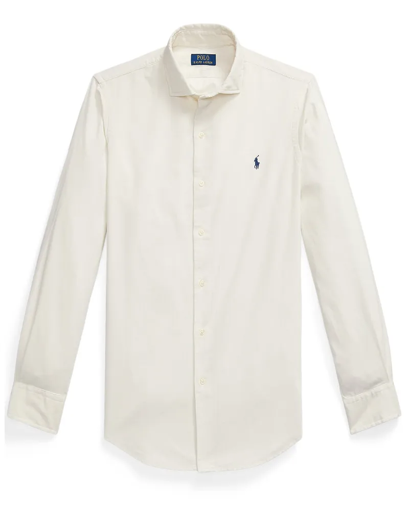 Ralph Lauren Hemd aus Baumwoll-Feincord mit Logo-Aufnäher, Custom Fit in Offwhite