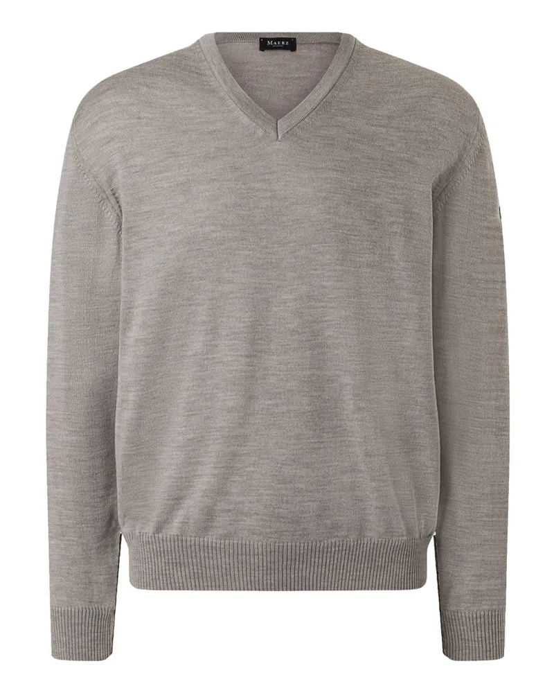 Maerz Pullover mit V-Ausschnitt aus maschinenwaschbarer Merinowolle in Beige