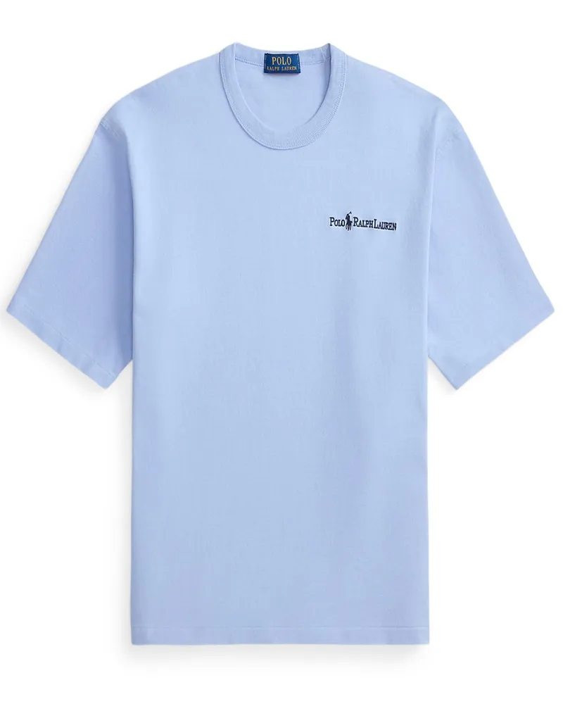 Ralph Lauren T-Shirt aus softem Baumwollstrick, Relaxed Fit in Hellblau