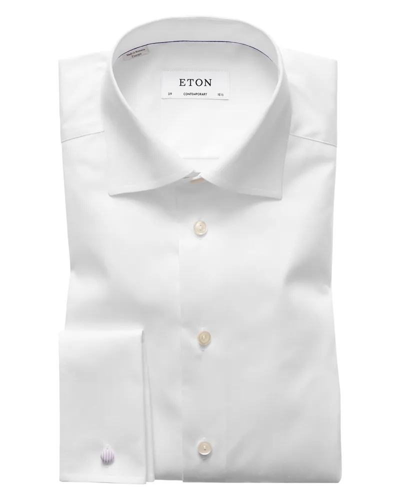 Eton Hemd mit Umschlagmanschette, Slim Fit in Weiß