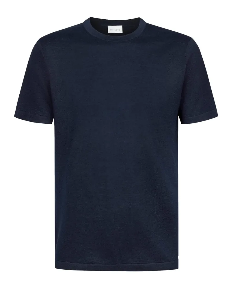 Profuomo Strick-T-Shirt aus Leinen und Baumwolle, Regular Fit in Marine