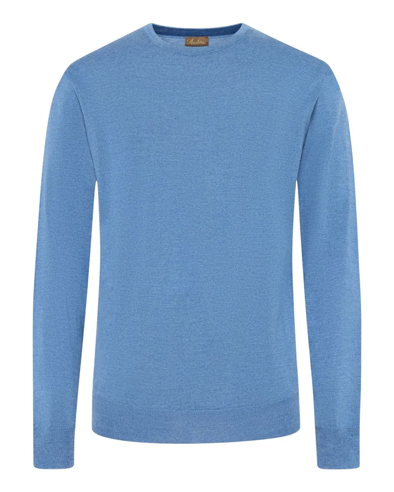 Stenströms Weicher Pullover aus Merinowolle mit Ellenbogen-Patches in Hellblau