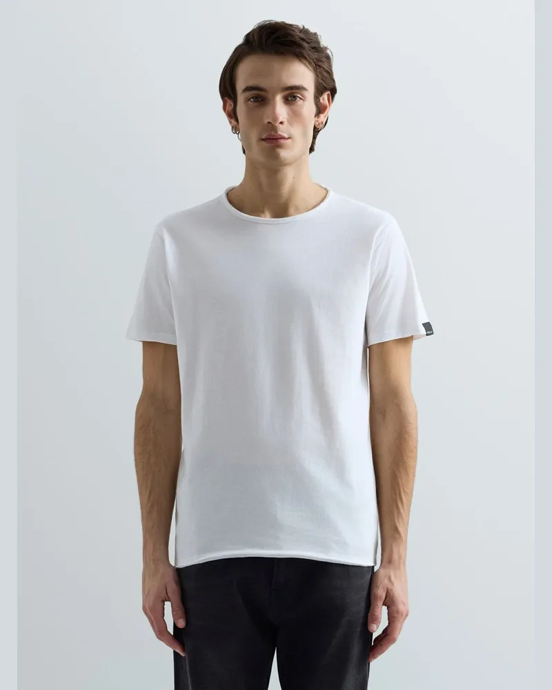 Replay T-Shirt mit Rundhals aus leichtem Baumwolljersey in Weiß