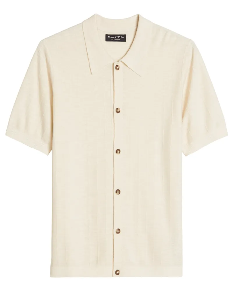 Marc O'Polo Garment Dyed Strick-Kurzarmhemd mit Schattenstreifen in Offwhite