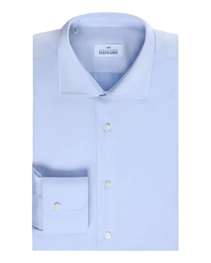 Alessandro Gherardi Unifarbenes Hemd in Twill-Qualität, Regular Fit in Hellblau