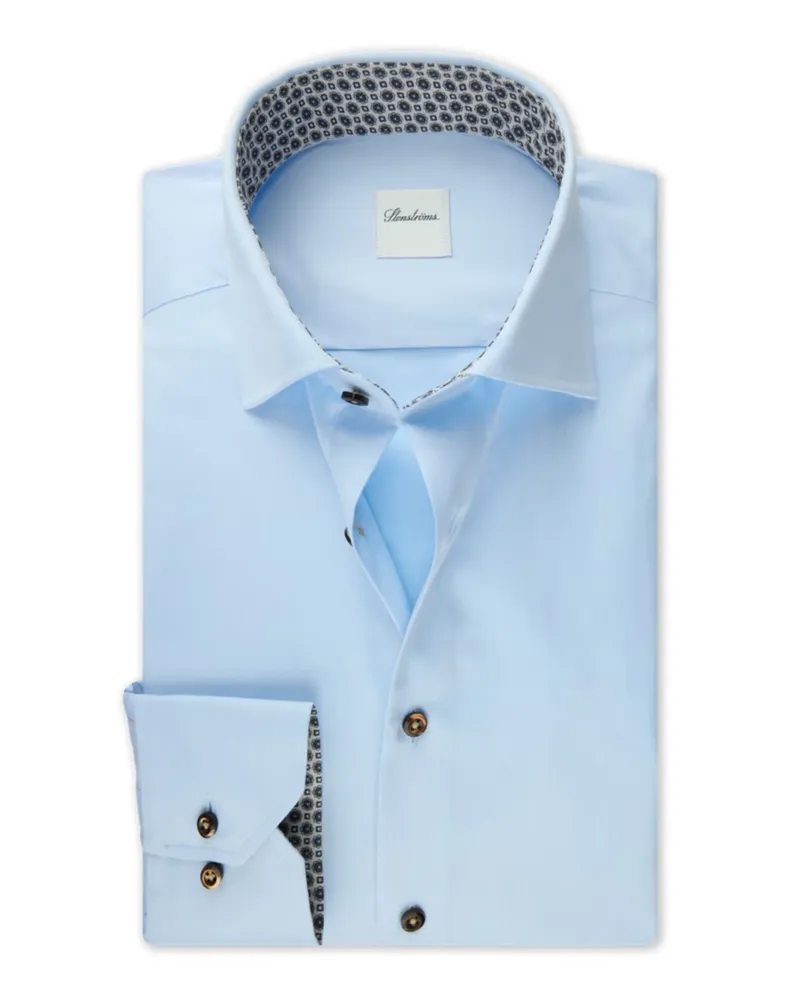Stenströms Hemd aus Twofold Super Cotton mit Ausputz, Regular Fit in Hellblau
