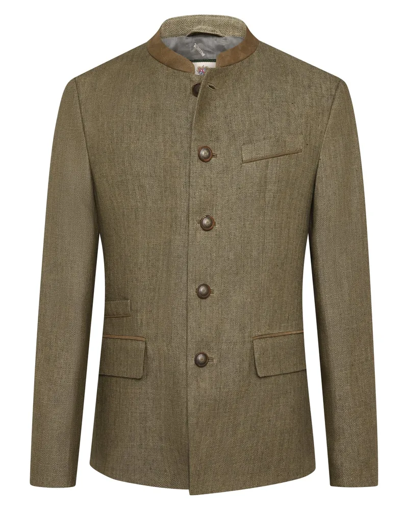 Meindl Leinen-Janker Franz mit Fischgrätwebmuster und Billettasche in Schilf