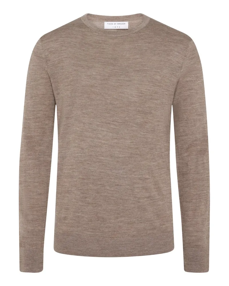 Tiger of Sweden Softer Pullover aus Merinowolle mit O-Neck in Beige