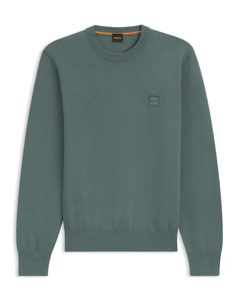 HUGO BOSS Leichter Pullover mit Kaschmiranteil und Rundhalsausschnitt in Oliv