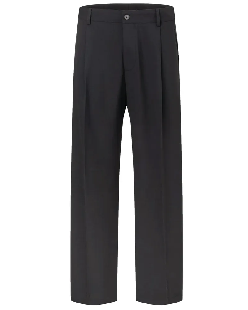 Strellson Hose aus Wollmischung mit Bundfalten vorne – lockere Passform in Schwarz