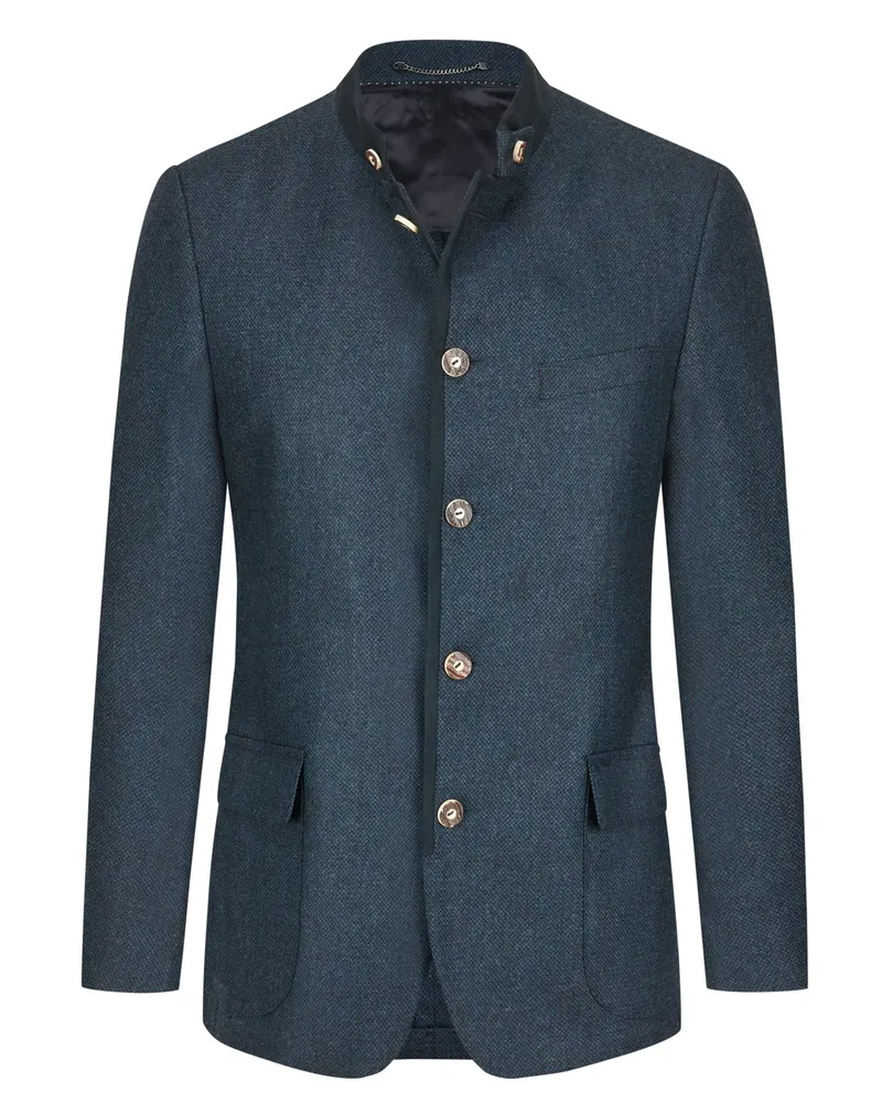Dressler Teilgefütterter Janker aus Schurwolle mit Ärmelpatches, Regular Fit in Blau