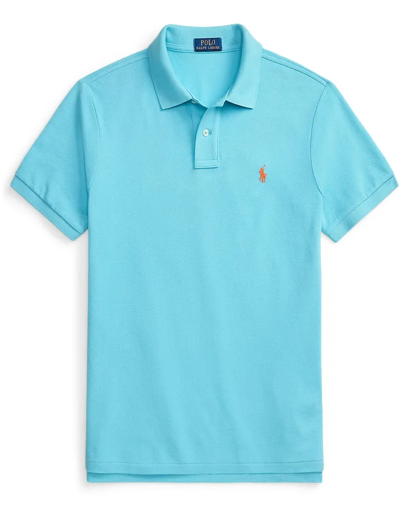 Ralph Lauren Piqué-Poloshirt mit Logo-Stickerei, Custom Slim Fit in Türkis