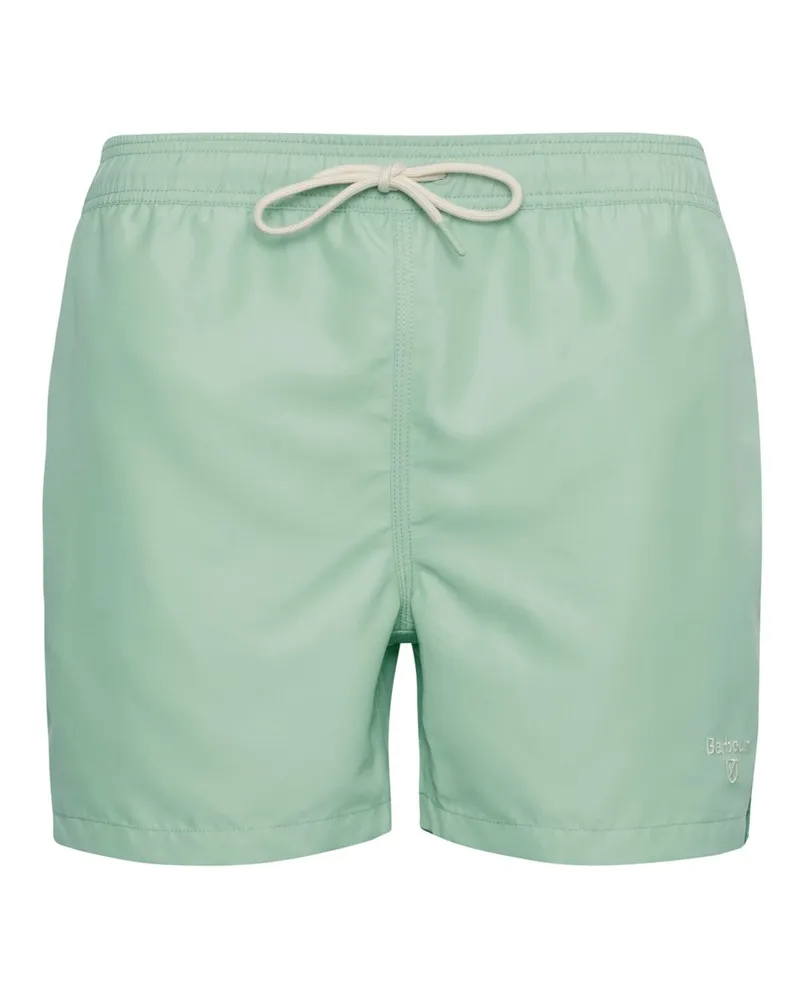 Barbour Unifarbene Badehose mit gesticktem Label-Schriftzug in Mint