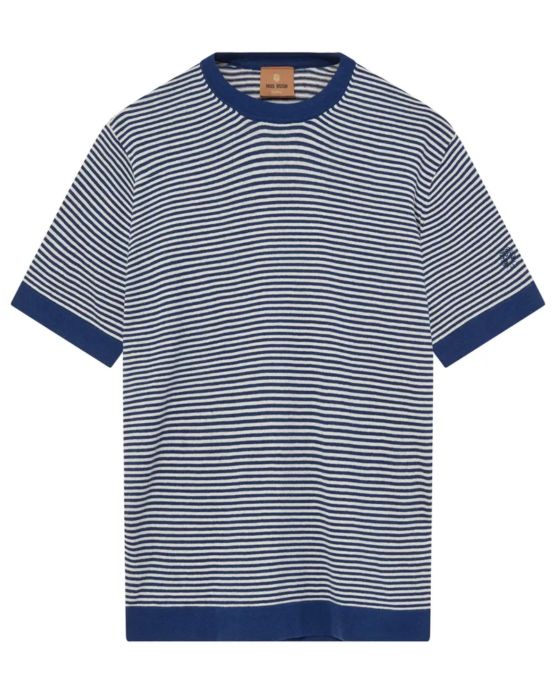 Mos Mosh Strick-T-Shirt mit Ringelstreifen und Leinenanteil in Blau