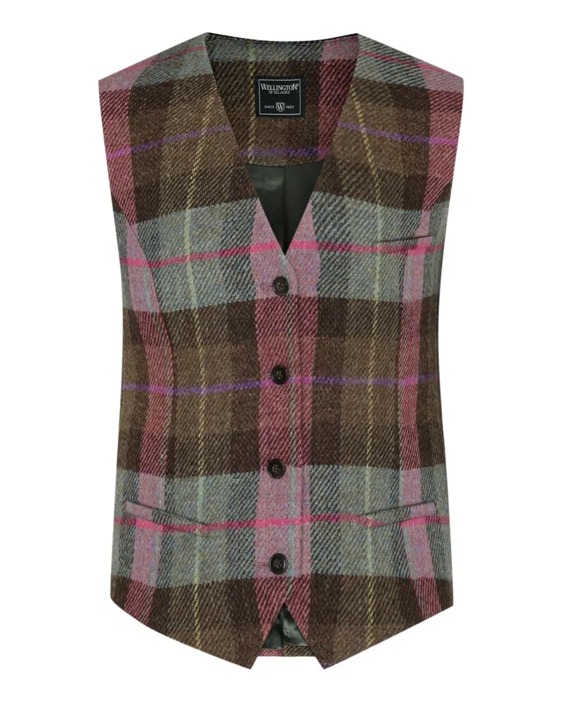 Wellington of Bilmore Damen Harris Tweed-Weste Lea mit Glencheck-Muster in Rosenrot
