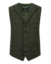 Wellington of Bilmore Harris Tweed Weste Wales mit klassischem Karomuster Grün