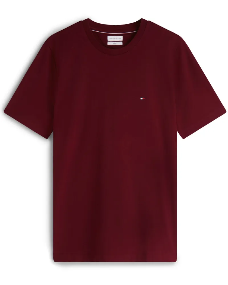 Tommy Hilfiger Leichtes T-Shirt aus Baumwolle mit Logo-Stickerei, Regular Fit in Bordeaux