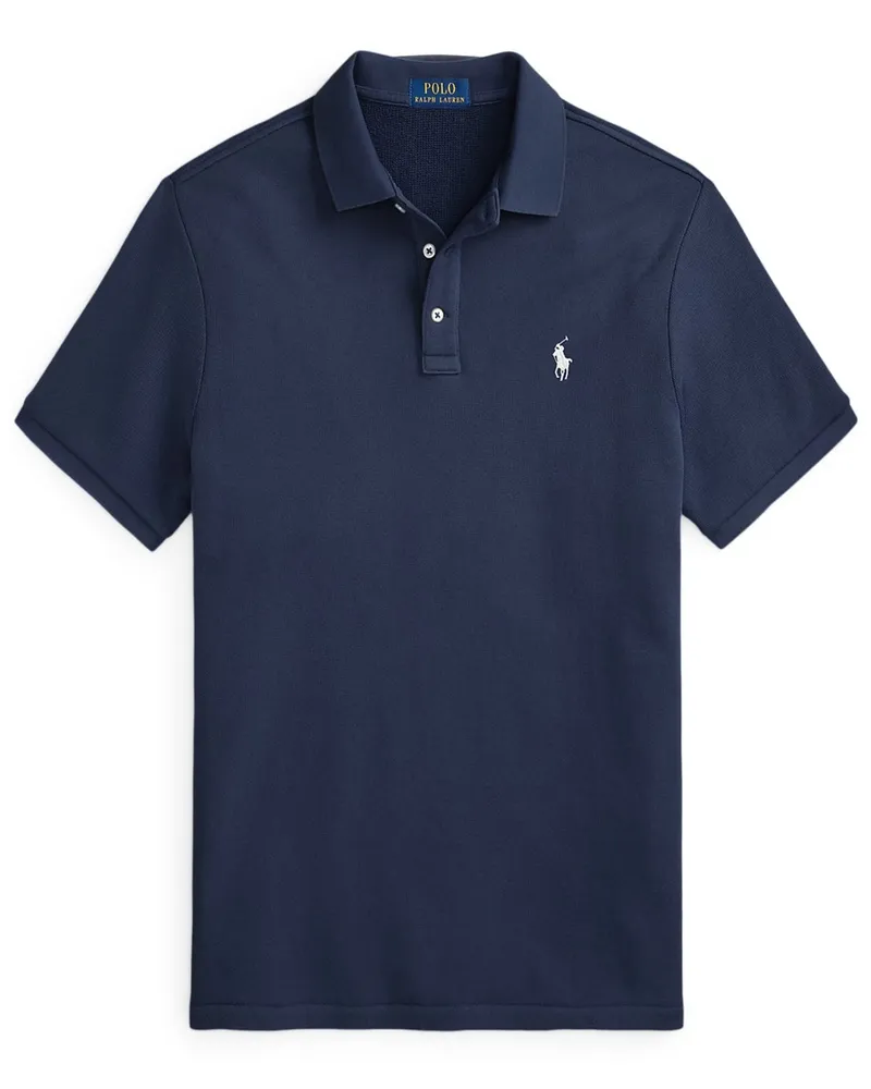 Ralph Lauren Sweat-Poloshirt aus einem Baumwoll-Mix mit Logo-Stickerei in Marine