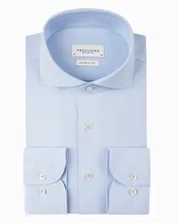 Profuomo Hemd aus einem Baumwollmix mit filigranem Muster, Slim Fit Hellblau