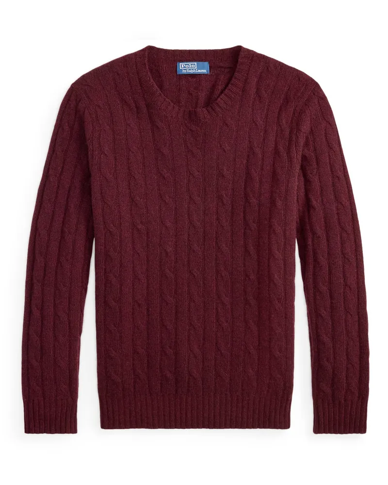 Ralph Lauren Zopfstrick-Pullover aus Kaschmir mit O-Neck in Bordeaux