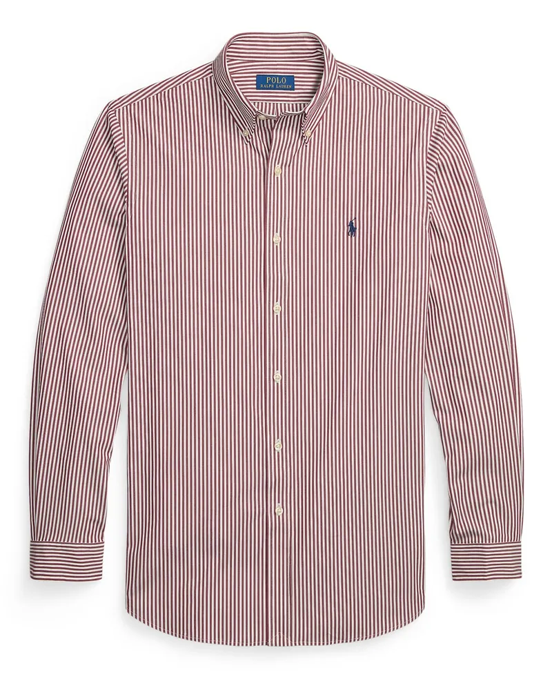 Ralph Lauren Custom Fit Stretch-Hemd mit Streifen und kleiner Pony-Stickerei in Rot