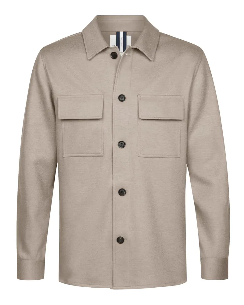 Profuomo Overshirt aus einem Wollgemisch mit Brusttaschen in Beige