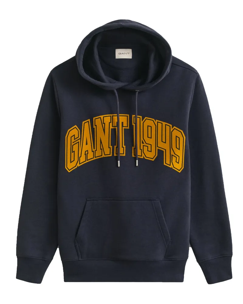 Gant Hoodie aus einem Baumwoll-Mix mit Label-Schriftzug in Marine