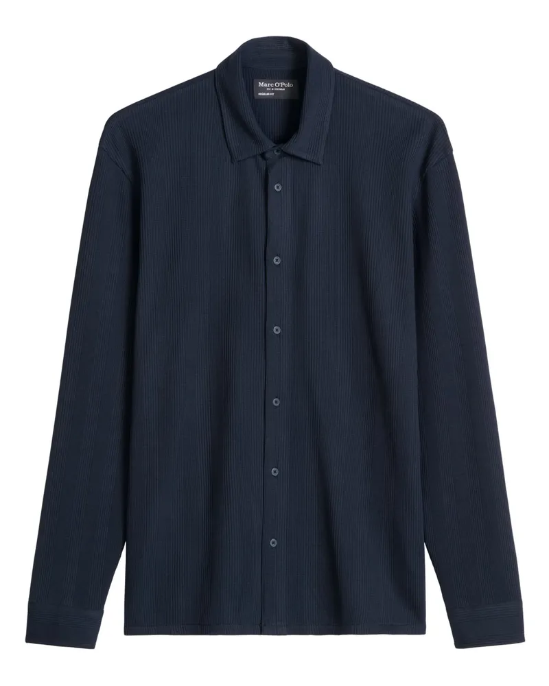Marc O'Polo Jersey Strick-Hemd aus Bio-Baumwolle mit Stretch, Regular Fit in Marine