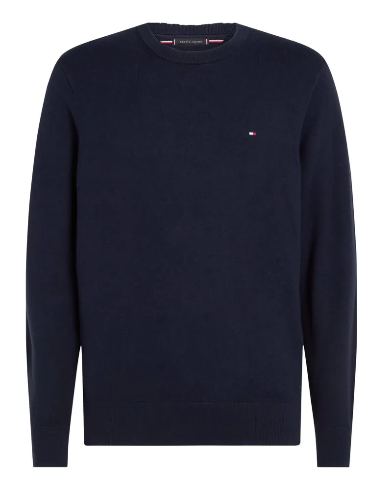 Tommy Hilfiger Softer Pullover mit Kaschmir und kleiner Flag-Stickerei in Marine