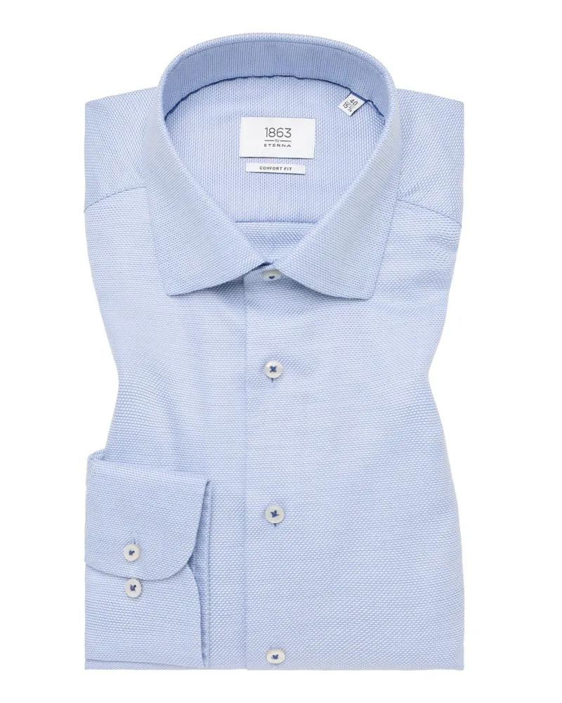Eterna Hemd aus Baumwolle mit feinem Muster, Comfort Fit in Hellblau