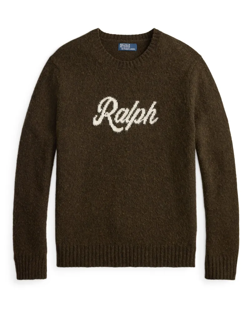 Ralph Lauren Pullover aus Wolle und Kaschmir mit Label-Schriftzug in Braun