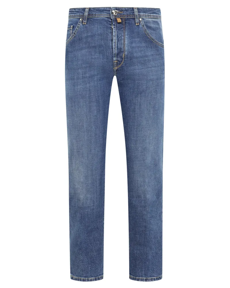 Jacob Cohën Softe Jeans Scott in dezenter Waschung, Carrot Fit in Mittelblau