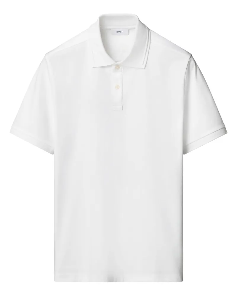 Eton Softes und Glattes Poloshirt in Interlock Jersey-Qualität in Weiß