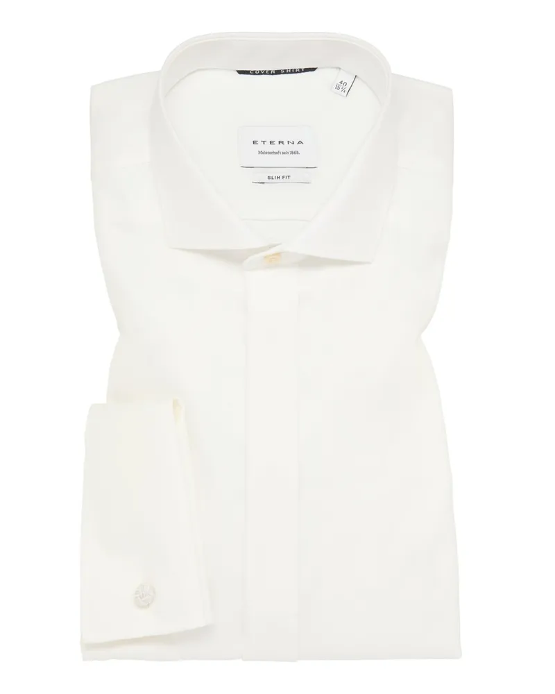 Eterna Unifarbenes Galahemd aus Baumwolle, Slim Fit in Offwhite