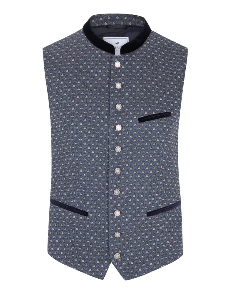 Amsel Trachtenweste mit Jacquard-Front in Blau