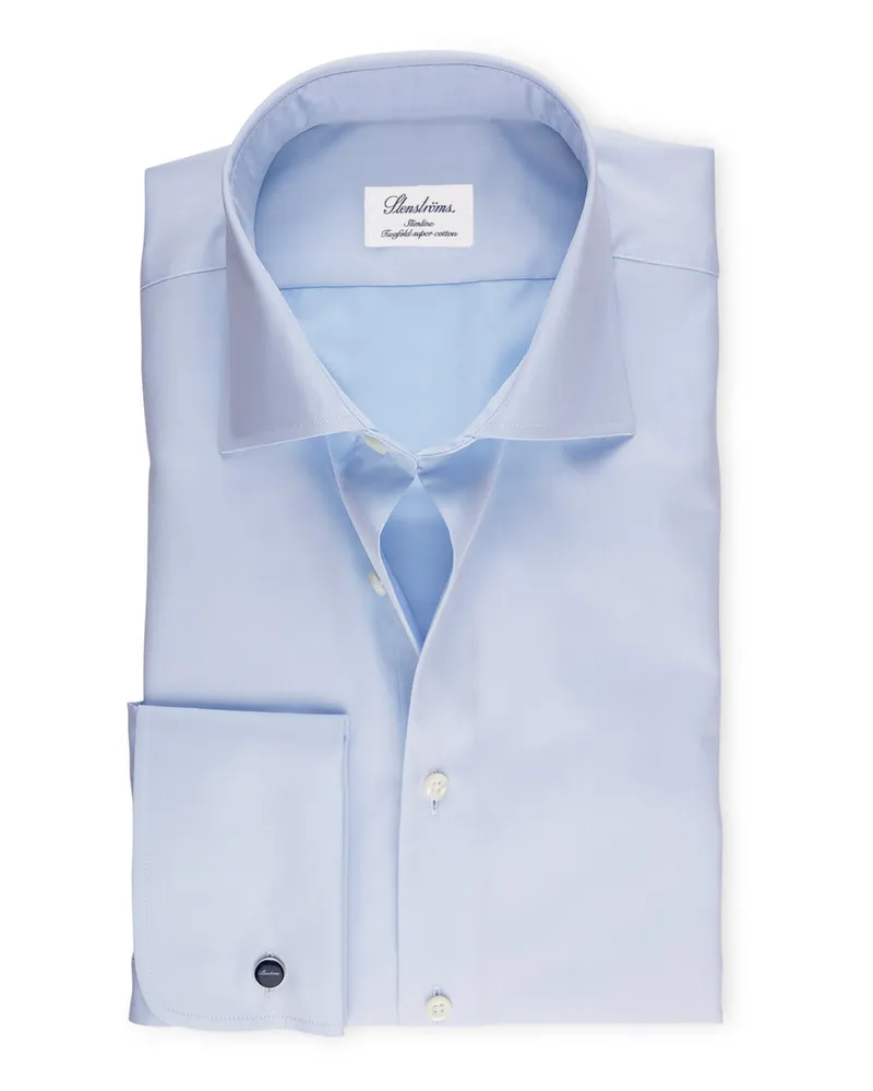 Stenströms Hemd mit Umschlagmanschette, Slimline in Blau