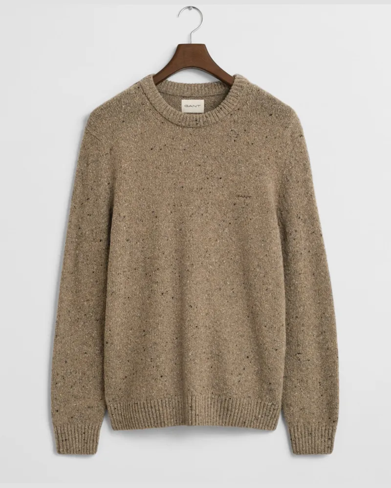Gant Pullover aus einem recycelten Wollstrick mit Struktur, Regular Fit in Beige