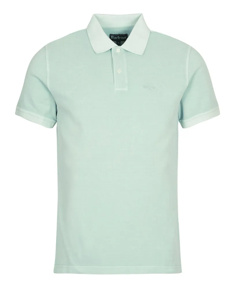 Barbour Poloshirt in Wasehd-Optik mit Logo-Stickerei in Grün